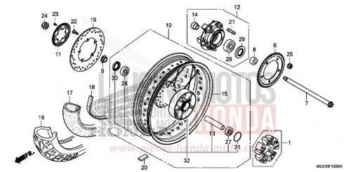 REAR WHEEL (CB1100CA/CAD) CB1100CAH de 2017